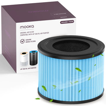 MOOKA AP-S0610L Air Purifier Smoke Remover Filter 3-in-1 True HEPA Filter High-Efficiency Activated Carbon Air Filter for Smoke Odor Dander Pollen